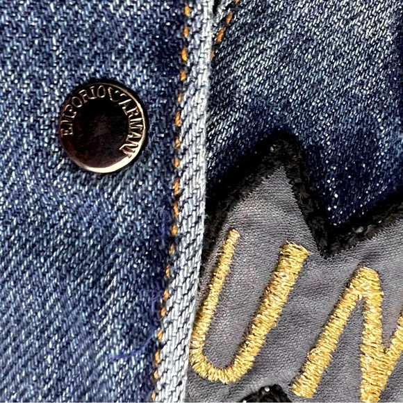 ⭐️ EMPORIO ARMANI A Line Y2K Denim Skirt Women’s 8 Cosmic Galaxy Patches - Picture 6 of 11